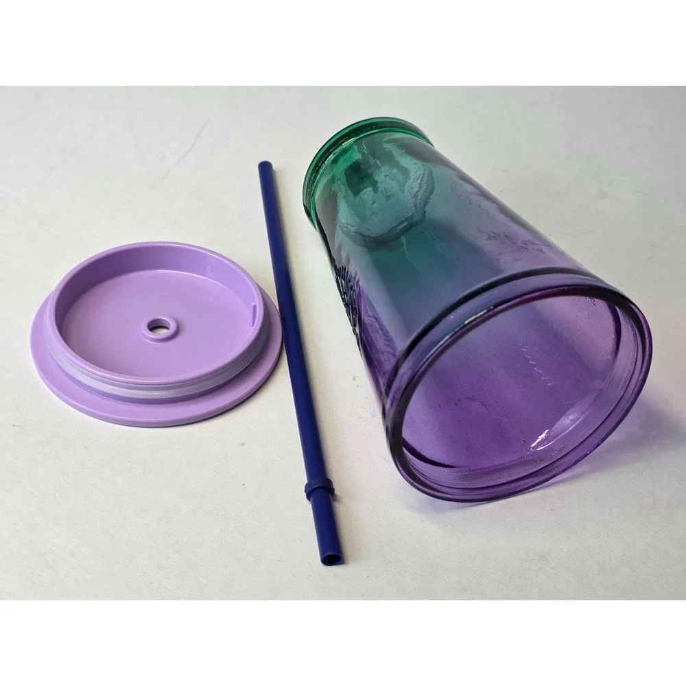STARBUCKS 2022 PURPLE & TEAL OMBRE RECYCLED‎ GLASS COLD BREW TUMBLER 16 Oz.